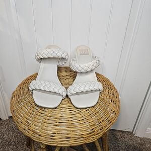 3/20❤️DV by Dolce Vita "Tessa" White Braided Strap Block Heel Sandals Size 10